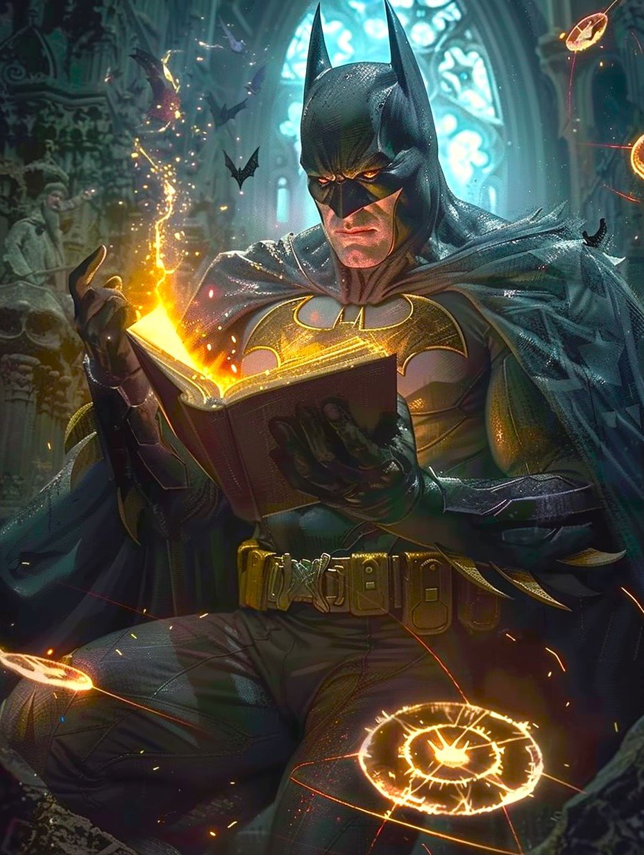 Batman holding magic book