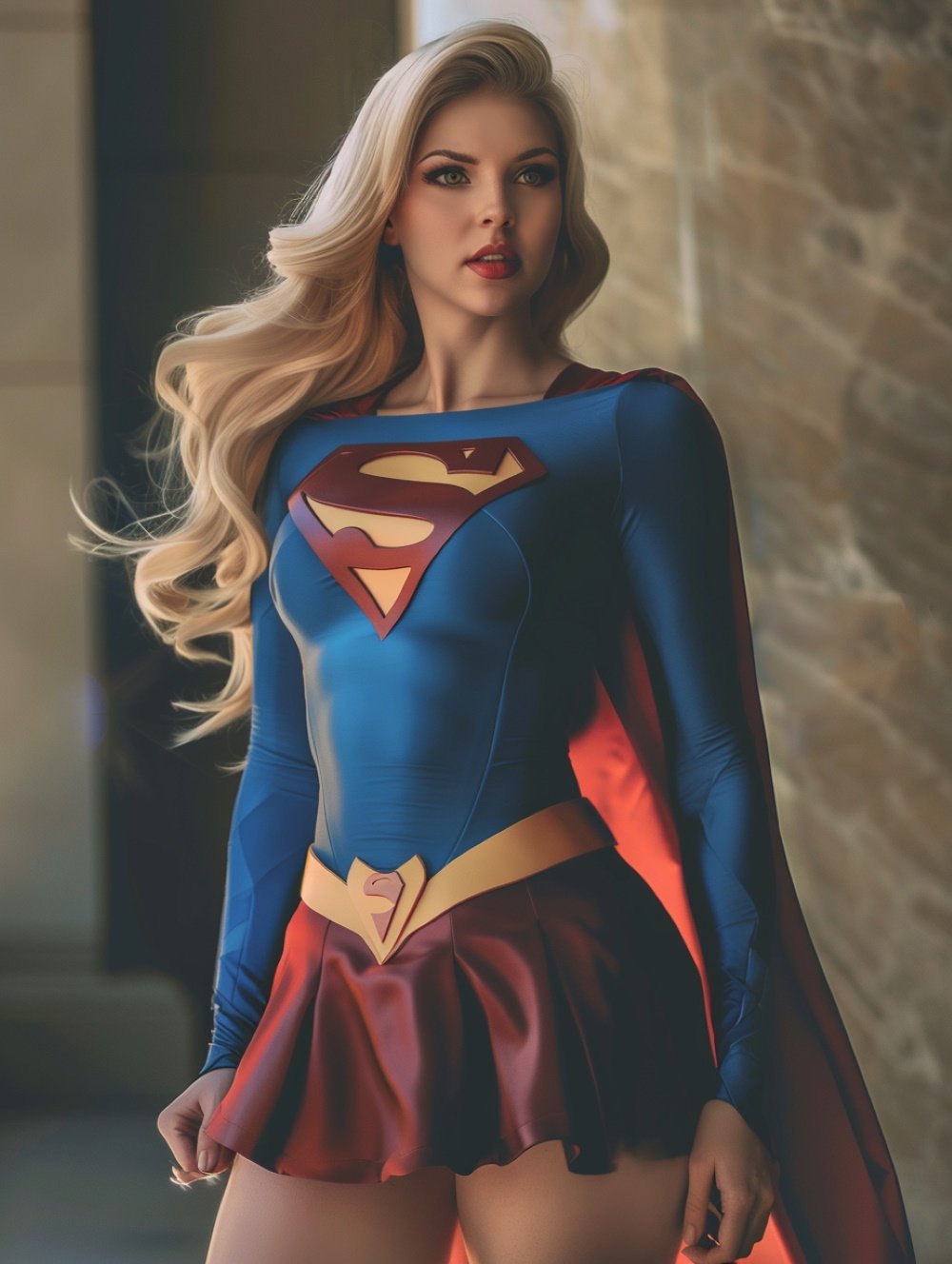 Supergirl is in a impressive stance