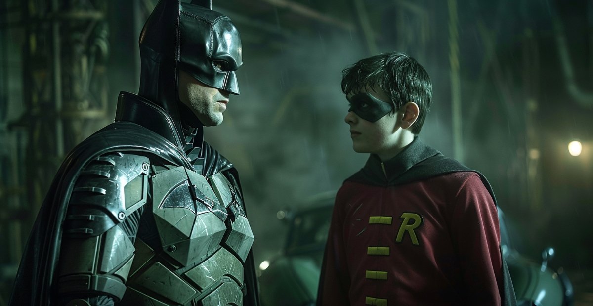 Batman is talking to young Dick Grayson